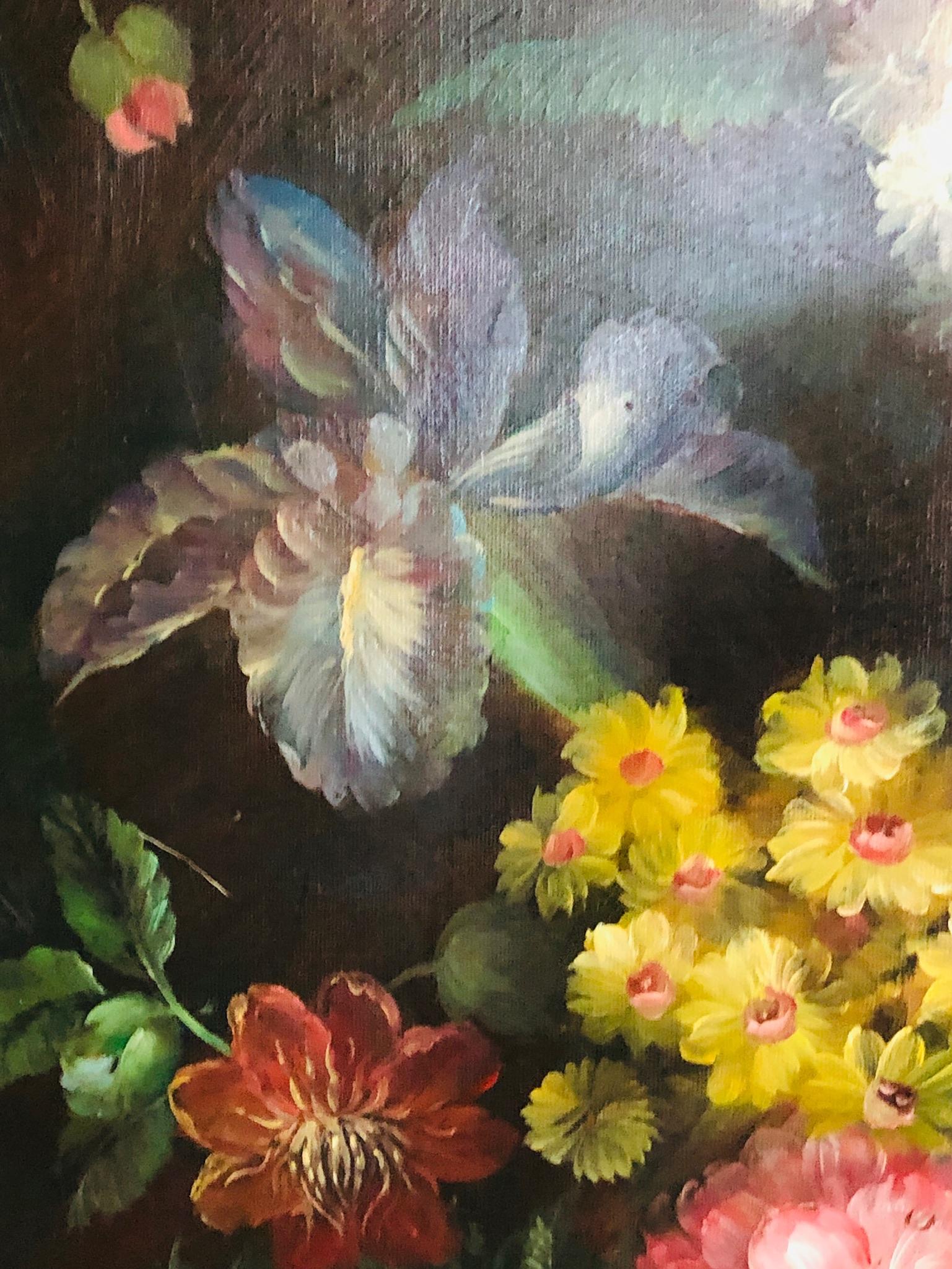 Klassisches großes niederländisches Kolonial-Blumenstillleben, Ölgemälde, 20. Jahrhundert (Farbe) im Angebot