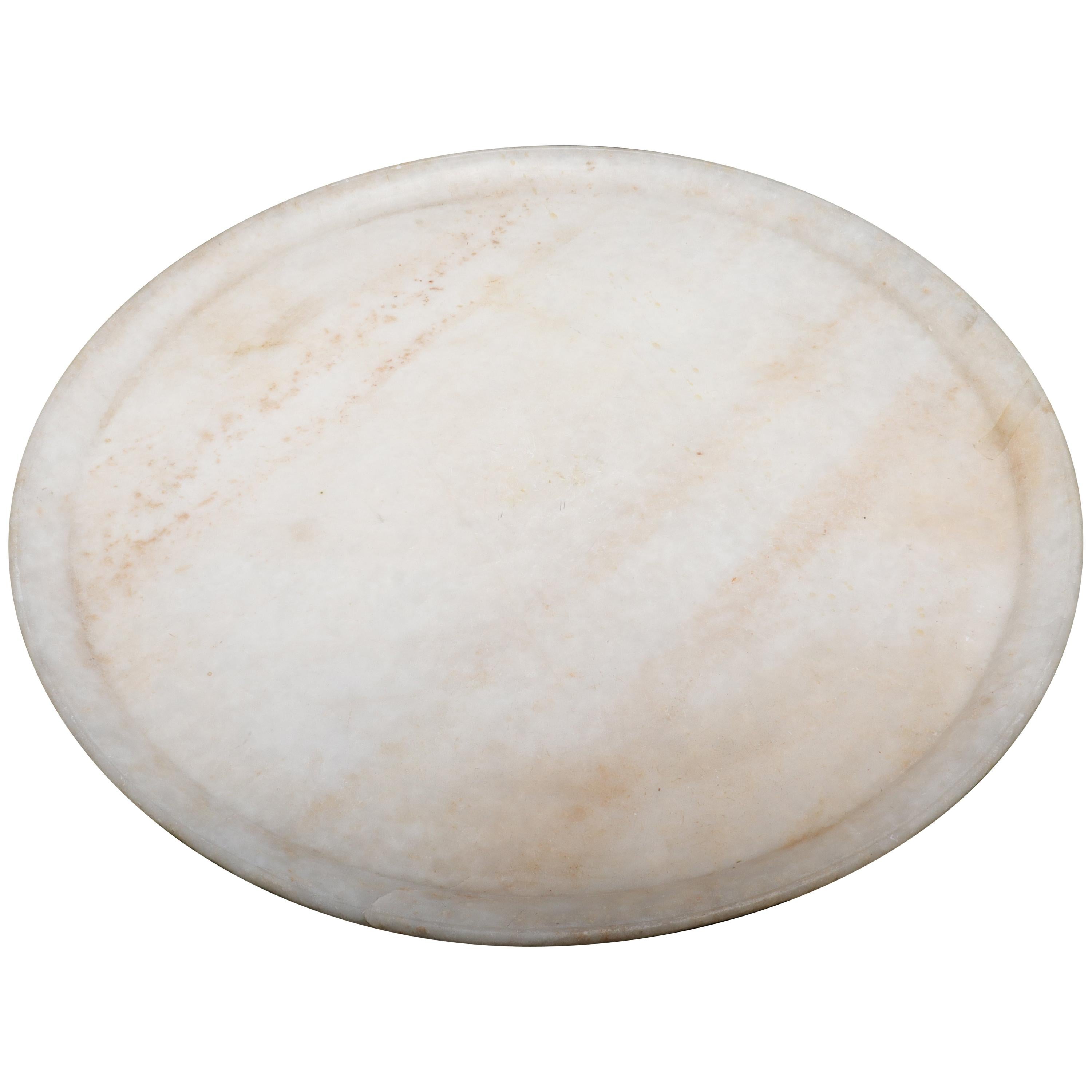 Classical Large Round White Marble Serving Tray