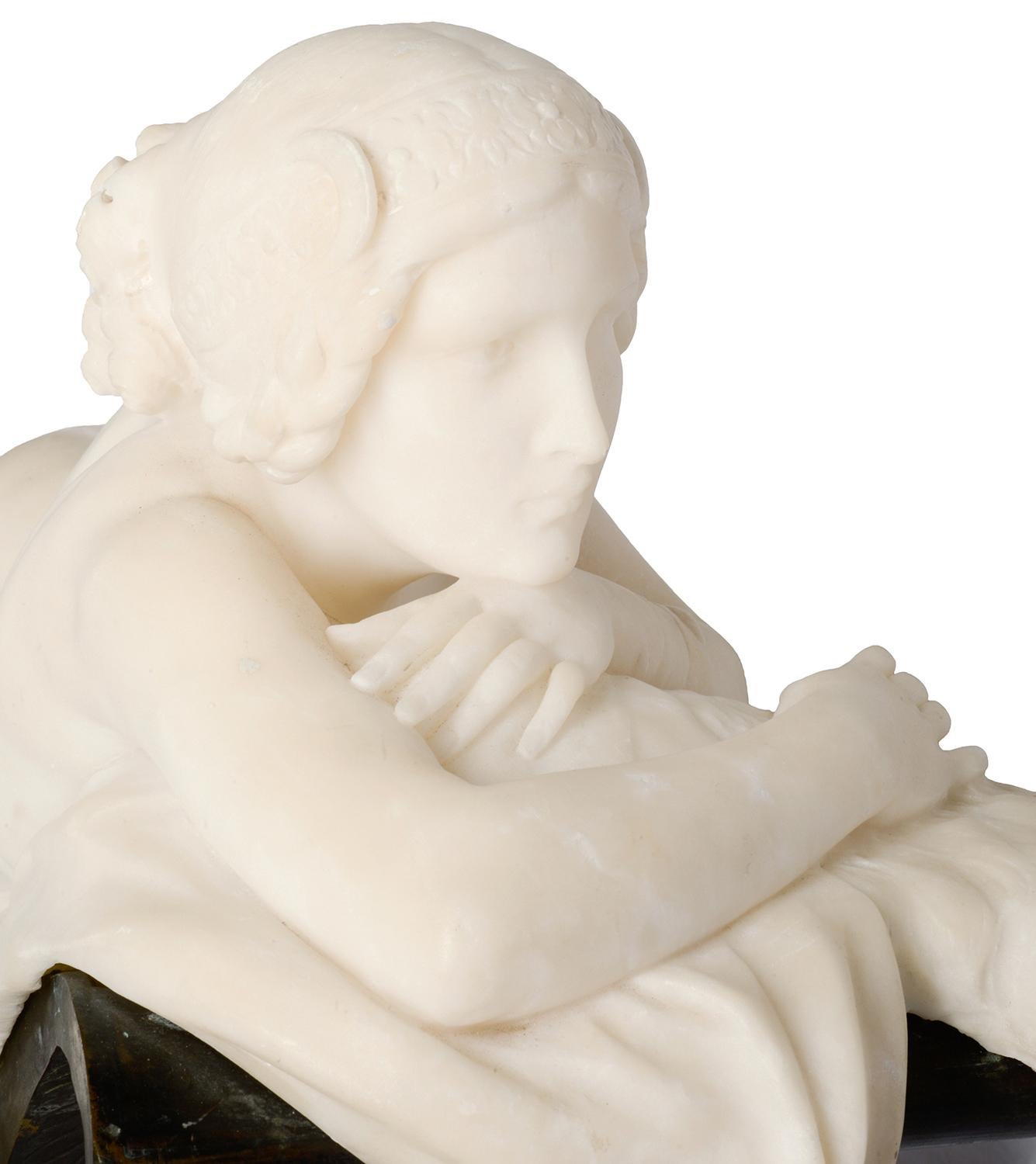 Classical Late 19th Century Marble Statue of a Reclining Nude For Sale 3