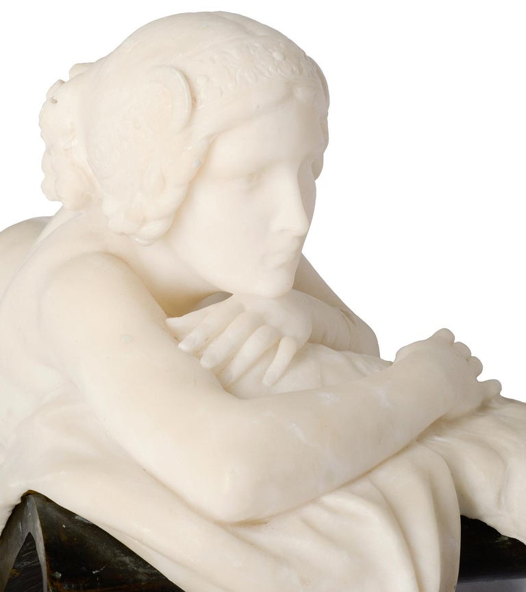 Classical Late 19th Century Marble Statue of a Reclining Nude For Sale 3