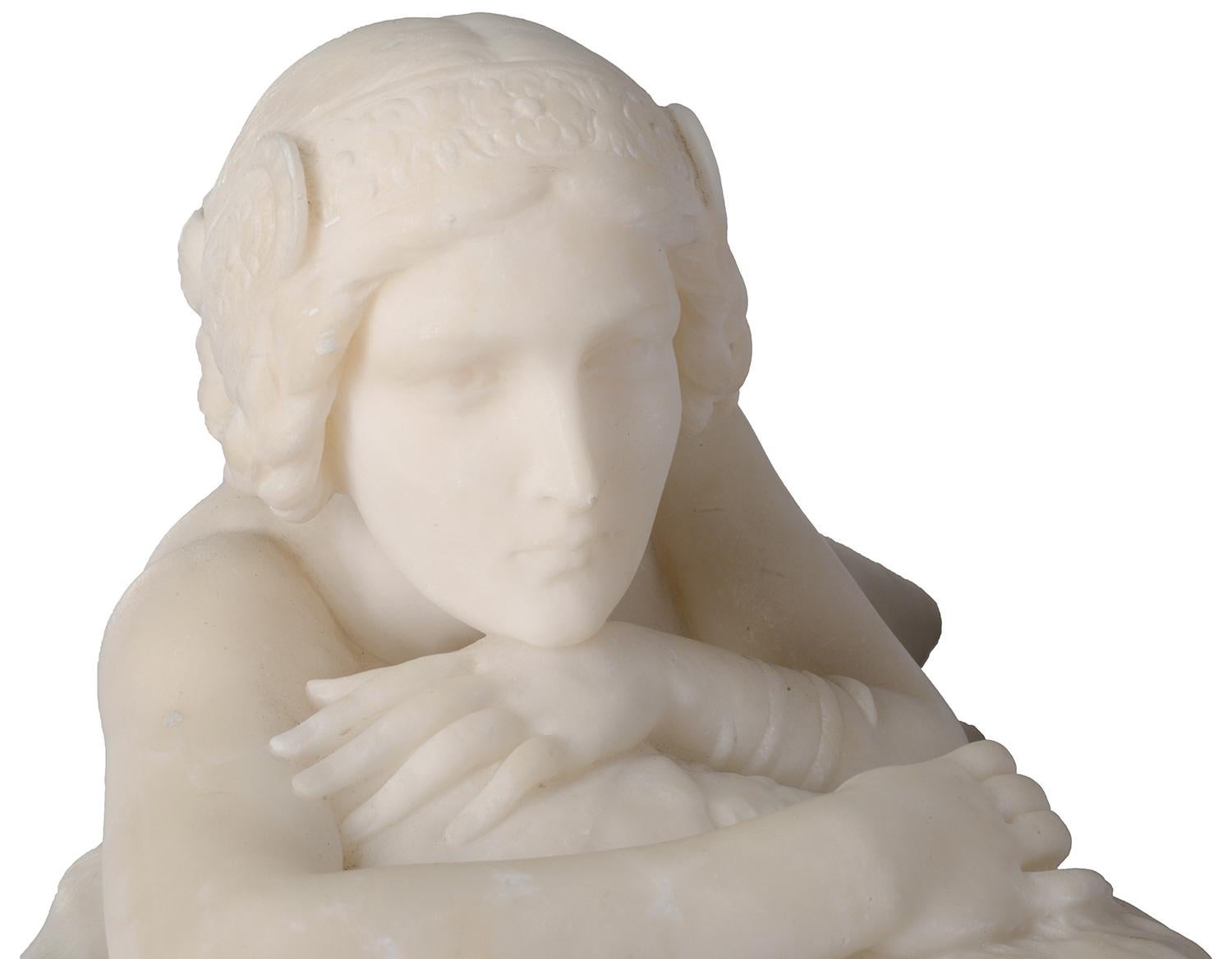 Classical Late 19th Century Marble Statue of a Reclining Nude For Sale 5