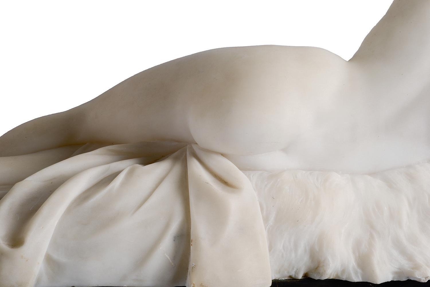 Classical Late 19th Century Marble Statue of a Reclining Nude For Sale 6