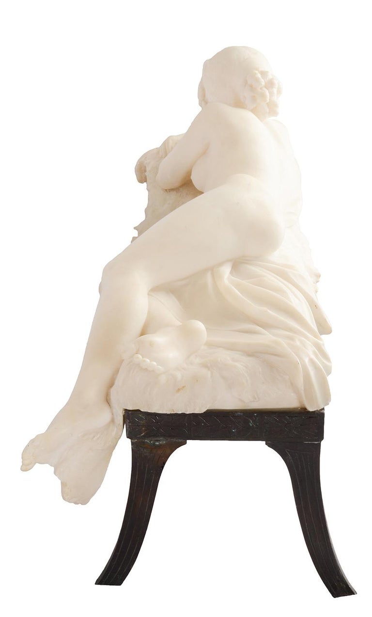 Classical Late 19th Century Marble Statue of a Reclining Nude For Sale 7