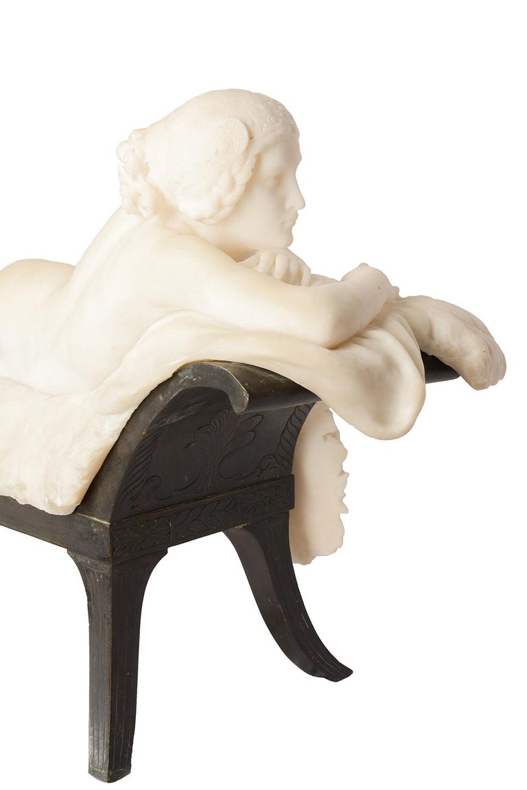 Classical Late 19th Century Marble Statue of a Reclining Nude For Sale 10