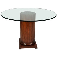 Classical Mahogany Corinthian Column Glass Top Dining Table, 20th Century