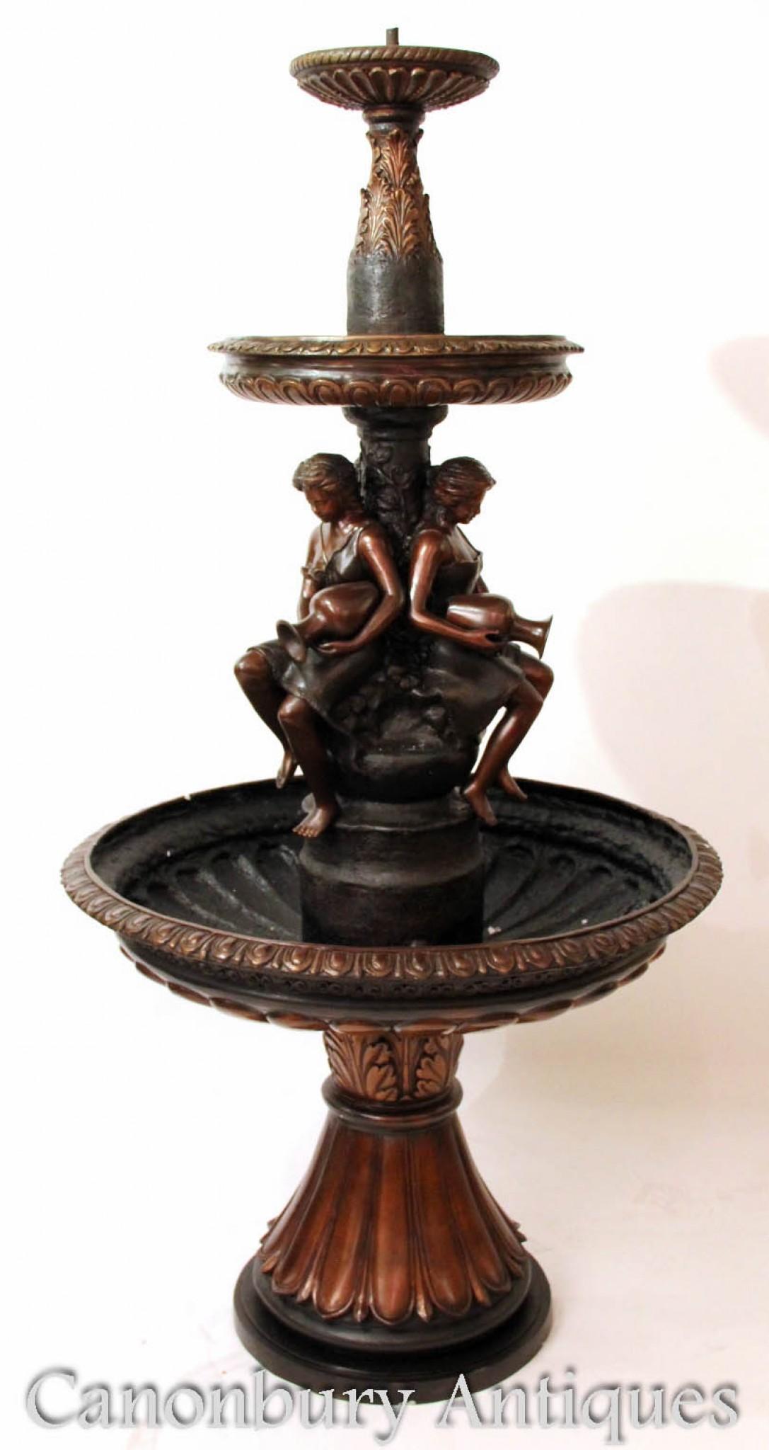 Classical Maiden Fountain, French Bronze Water Feature In Good Condition For Sale In Potters Bar, GB