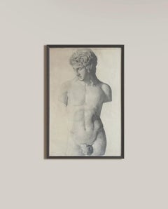 Klassischer männlicher Akt, Zeichnung, Bleistift auf Papier, Anfang 20.