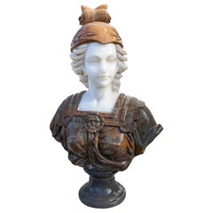 Classical Marble Bust of Female Figure with Helmet, Three Tones, 1990