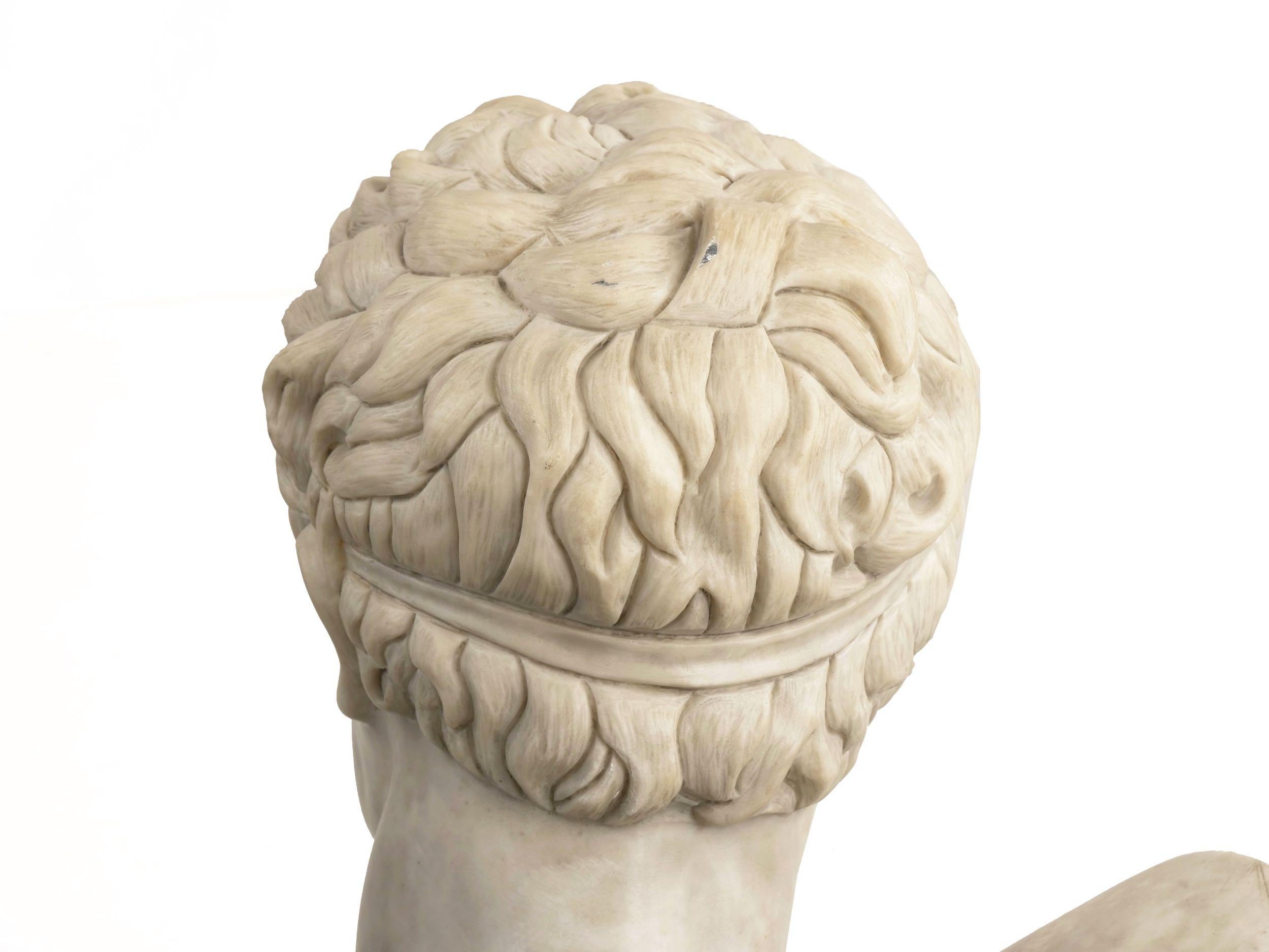 Classical Marble Bust of Hermes Holding Dionysus after the Antique by Praxiteles 2