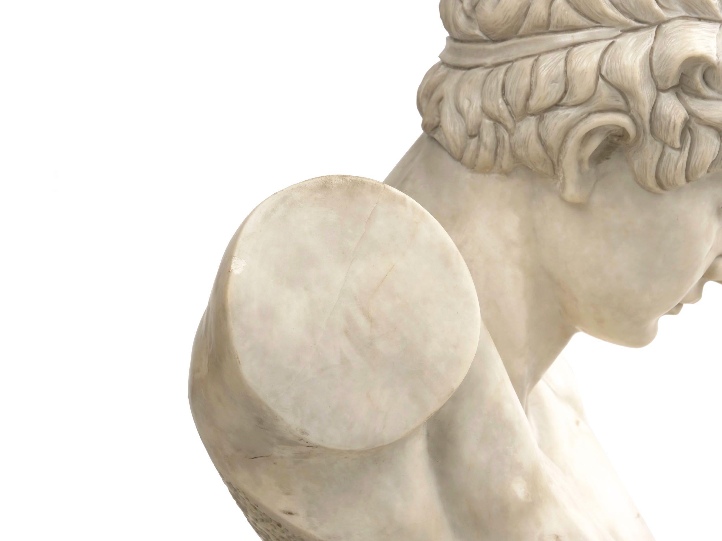 Classical Marble Bust of Hermes Holding Dionysus after the Antique by Praxiteles 4