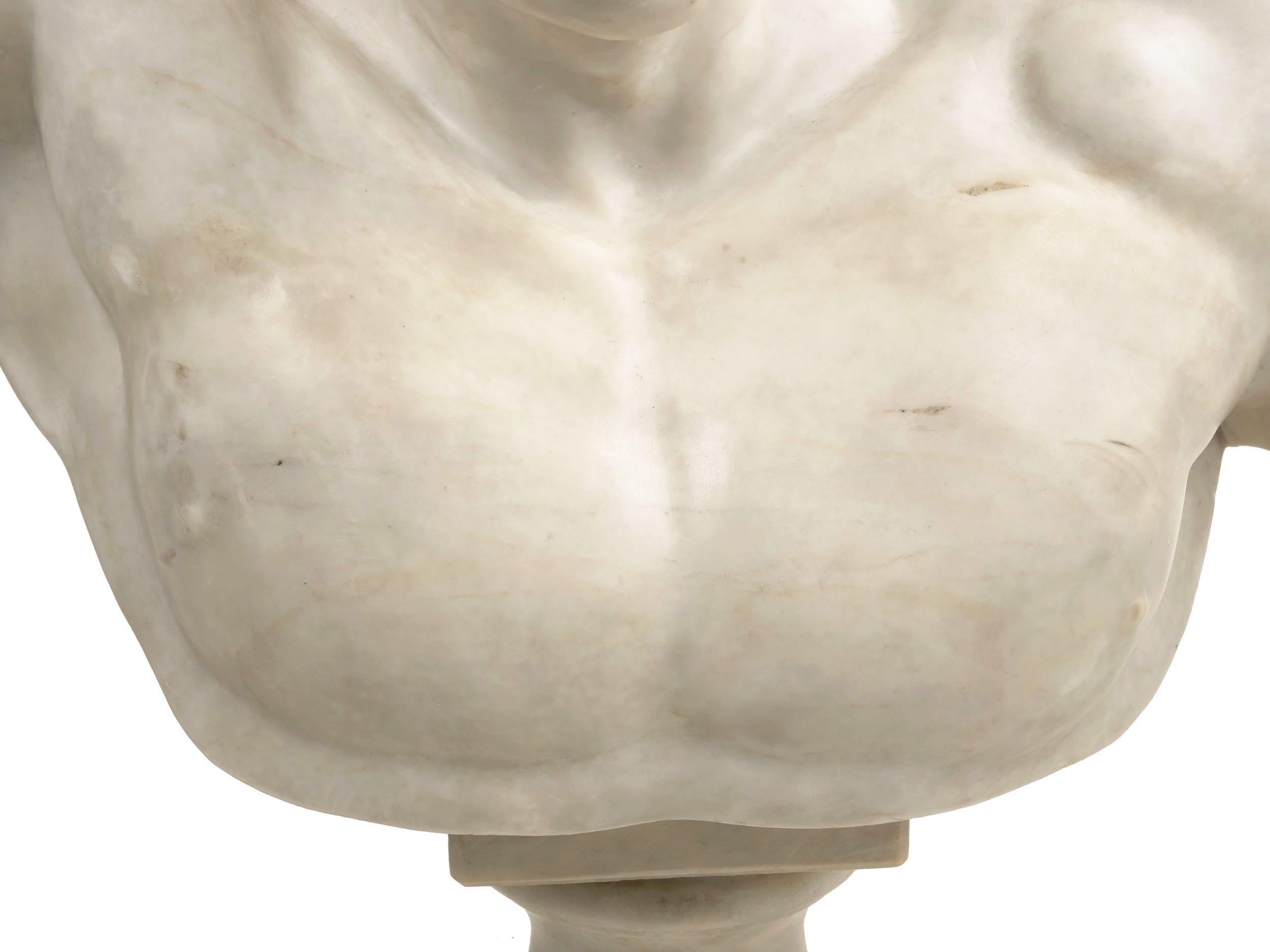 Carved Classical Marble Bust of Hermes Holding Dionysus after the Antique by Praxiteles
