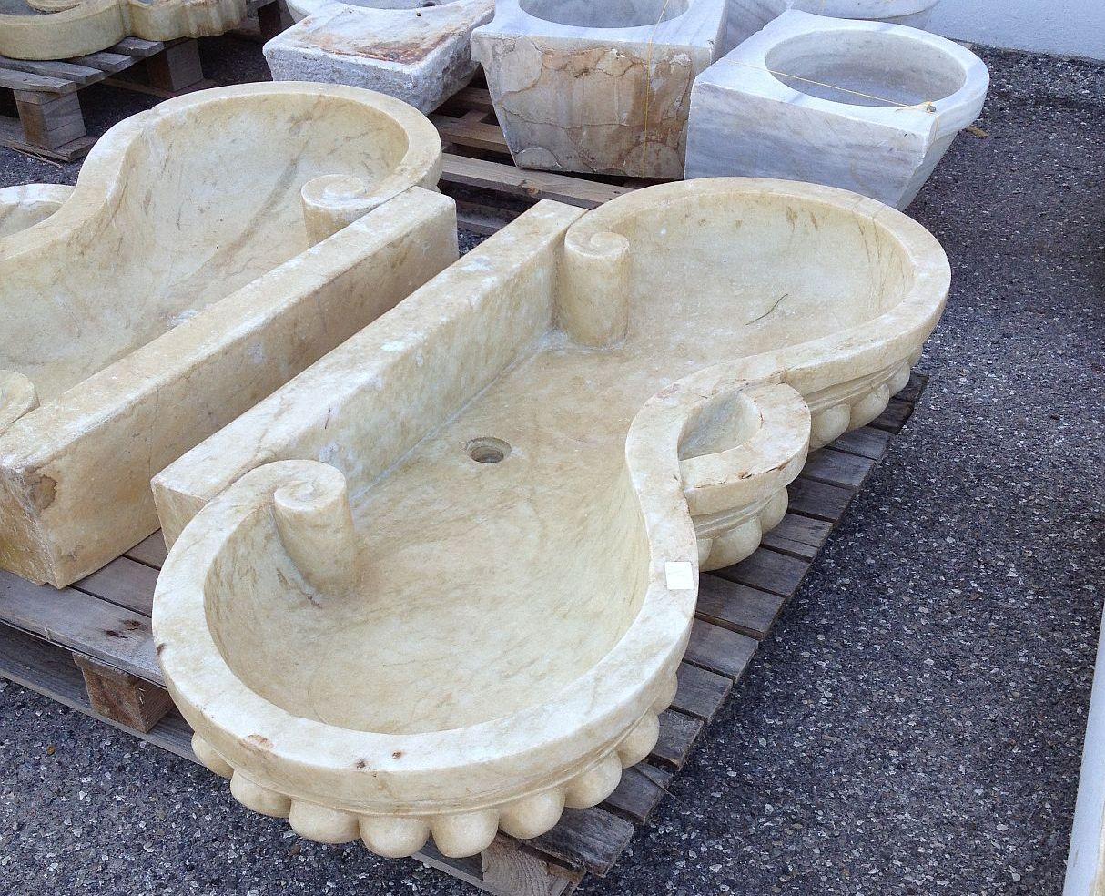 Italian Classical Marble Carved Stone Sink Basin 3'