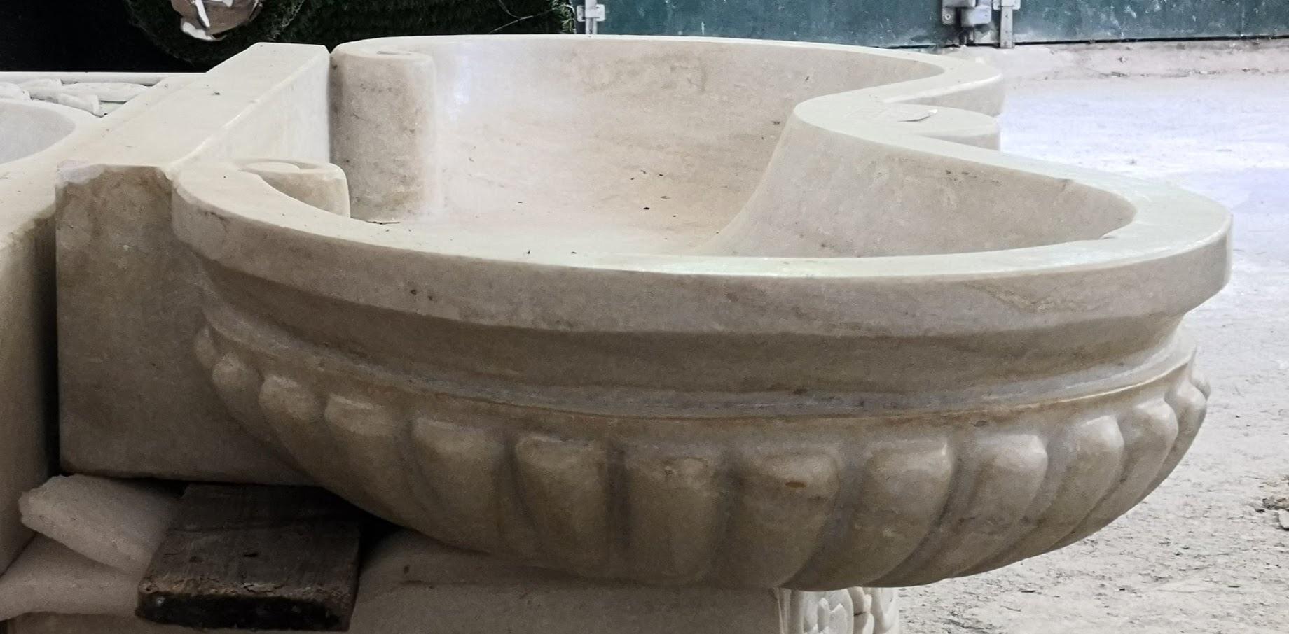Italian Classical Marble Carved Stone Sink Basin For Sale