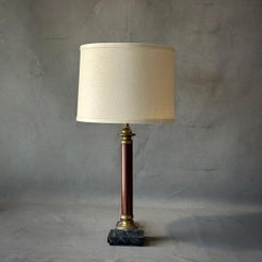 Classical Marble Column and Tole Lamp Base with Custom Shade