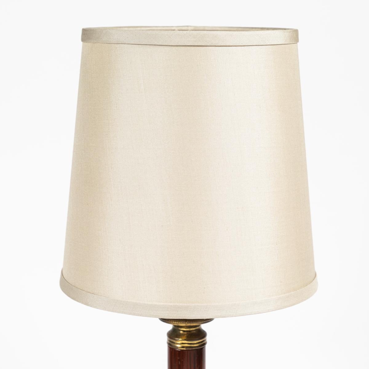 English Classical Marble Column and Tole Lamp Base with Custom Shade For Sale