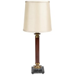Classical Marble Column and Tole Lamp Base with Custom Shade