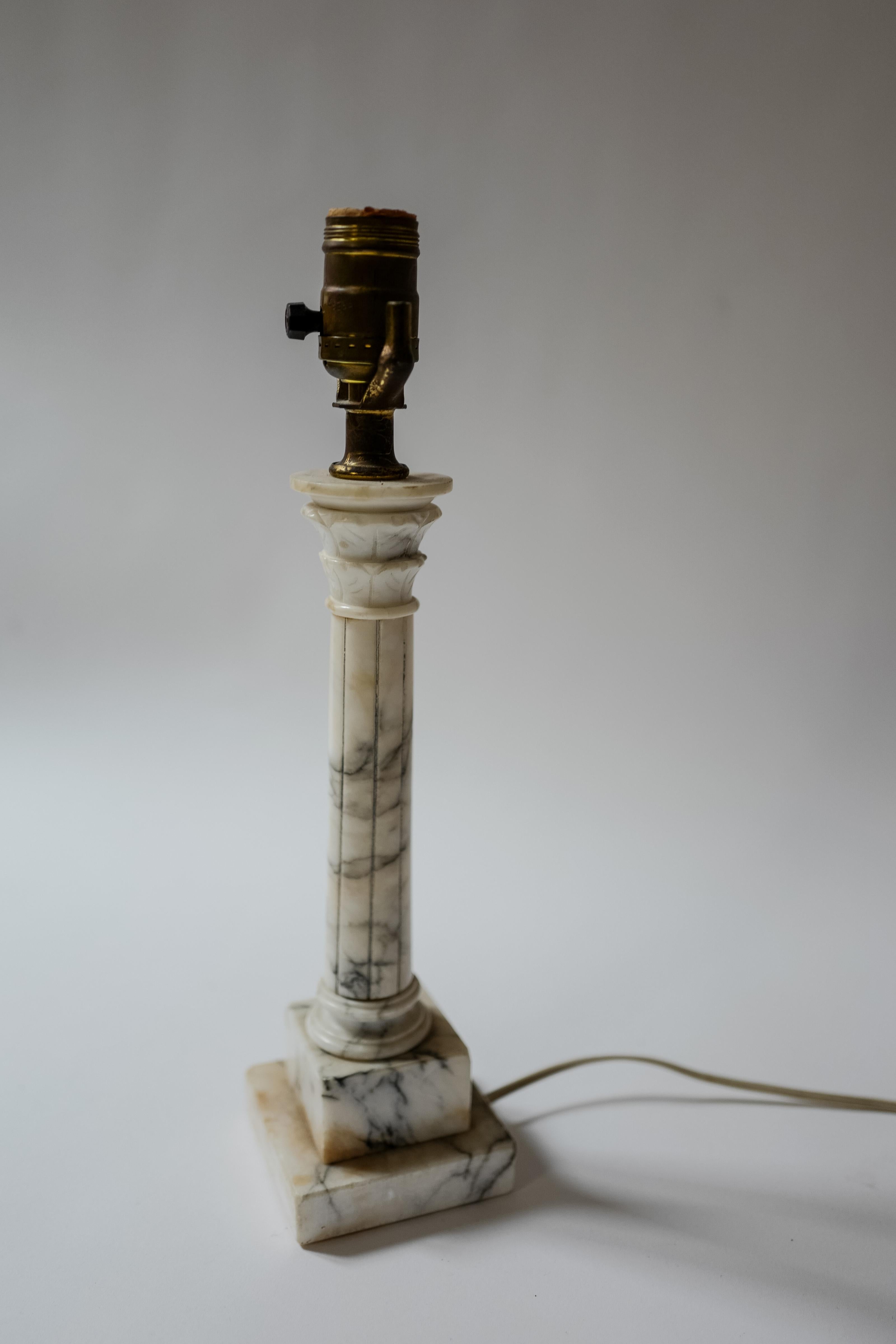 A beautiful classical hand carved vintage marble table lamp wired for USA. *Does not include lampshade. 