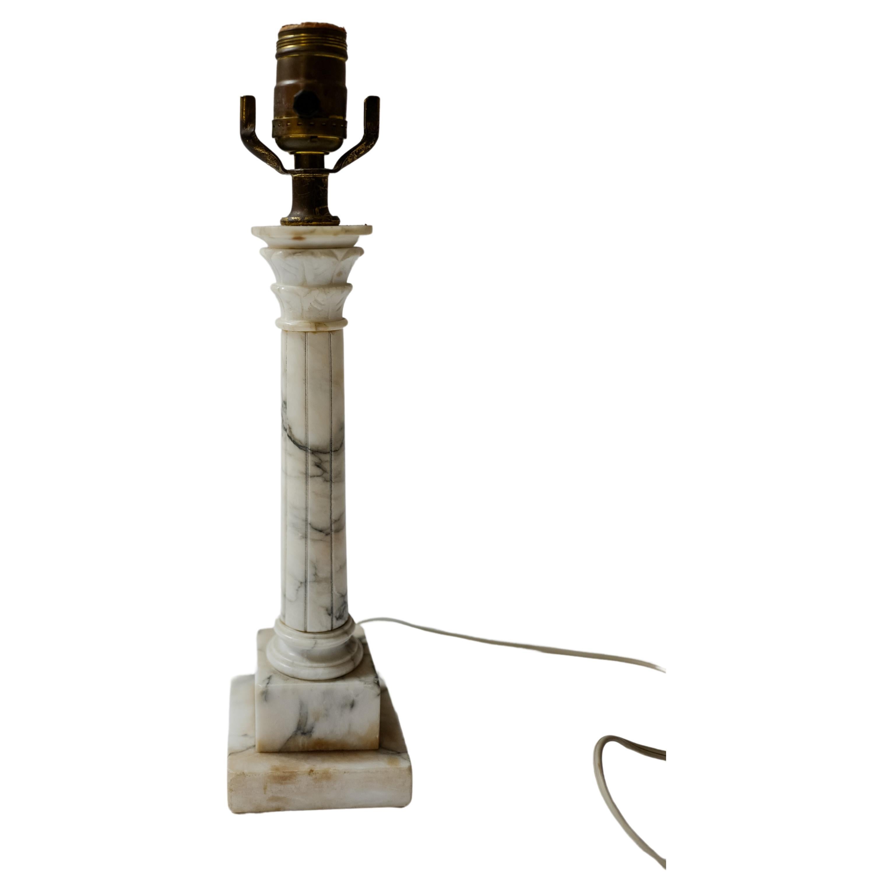Classical Marble Column Table Lamp Base Only For Sale