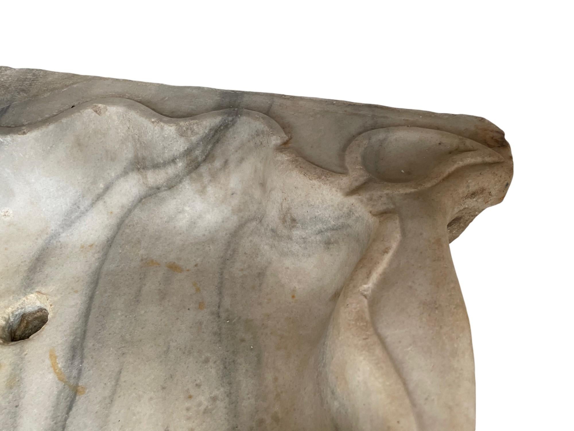 Classical Greek Classical Marble Corner Stone Sink For Sale