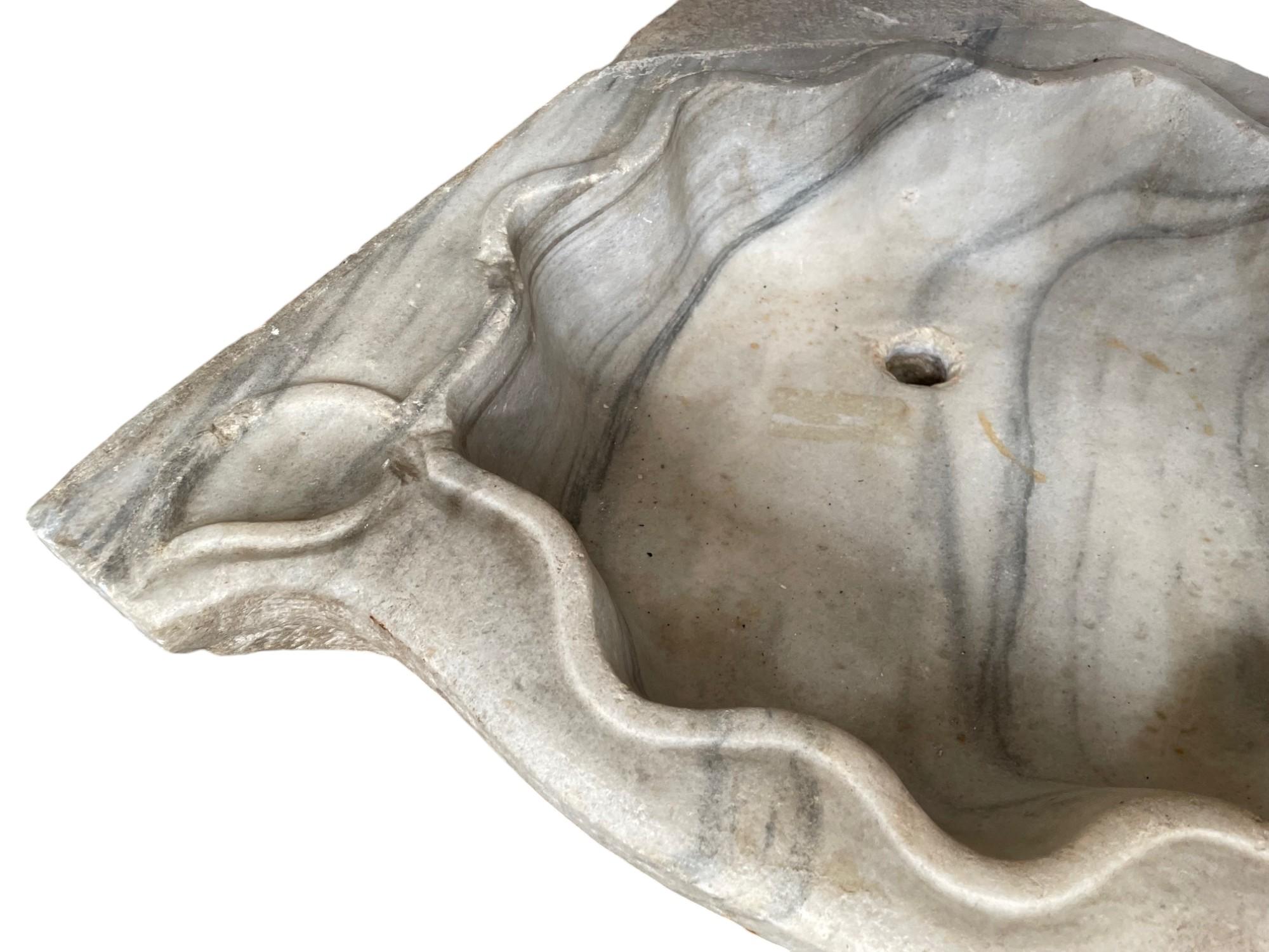 Italian Classical Marble Corner Stone Sink For Sale