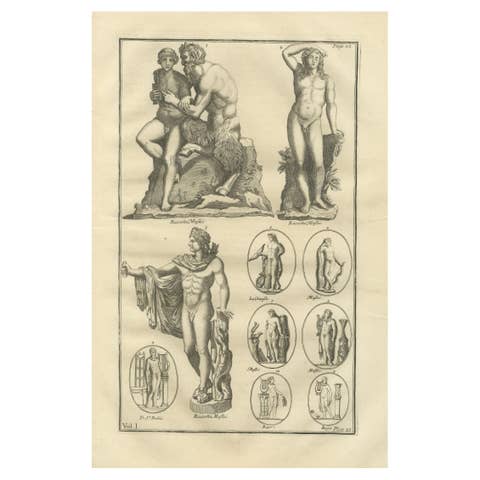 Classical Marble Statues, Apollo and Nude Figures – Montfaucon Antiquity, 1721