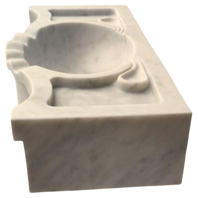 Classical Serpentine Marble Stone Sink Basin
This timeless beautiful Italian classical sink is cut from one single block of white marble, these designs have not changed since Greek and Roman times, it carries superb artistic merit easily fitting in