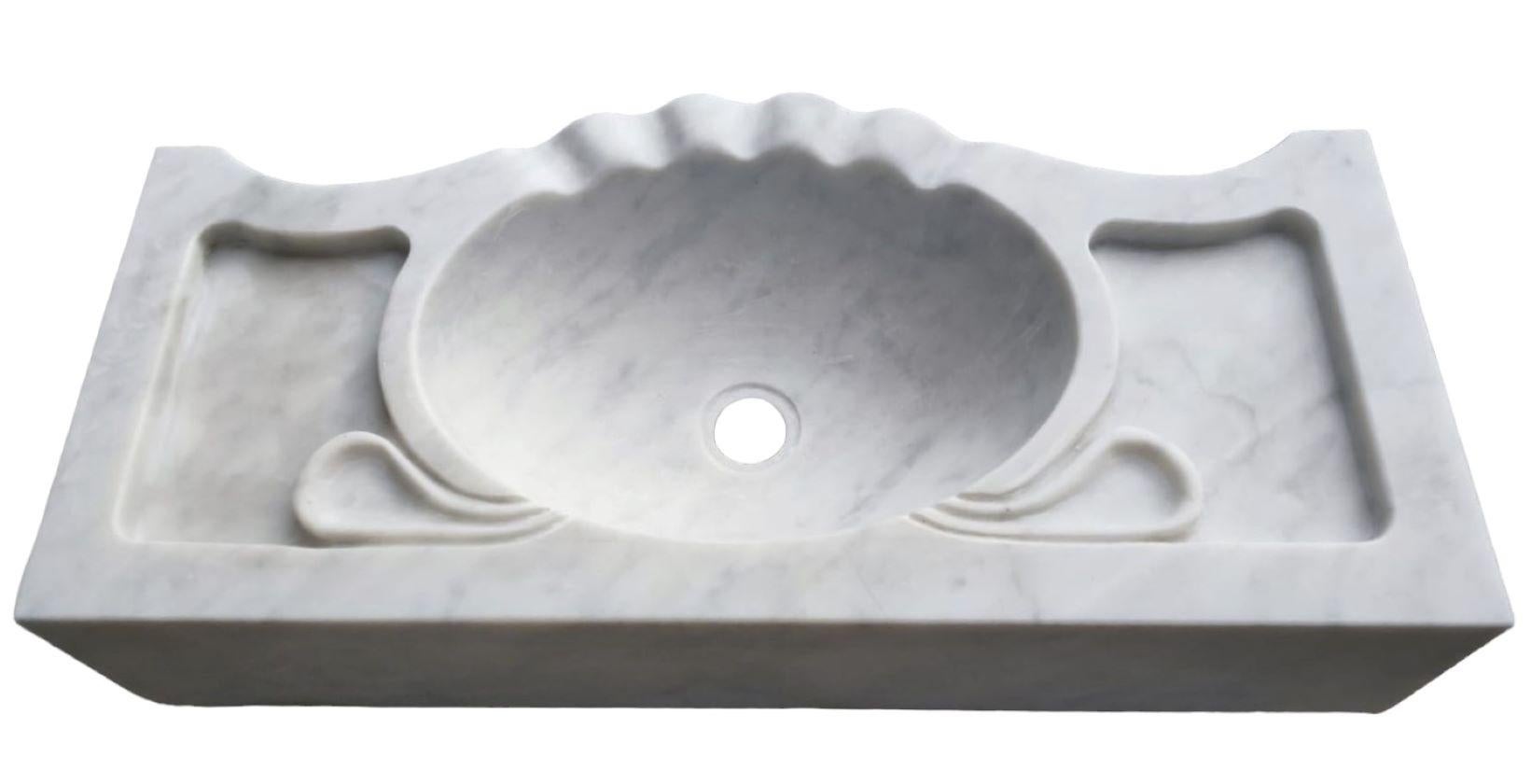 Italian Classical Marble Stone Powder Room Sink Basin For Sale