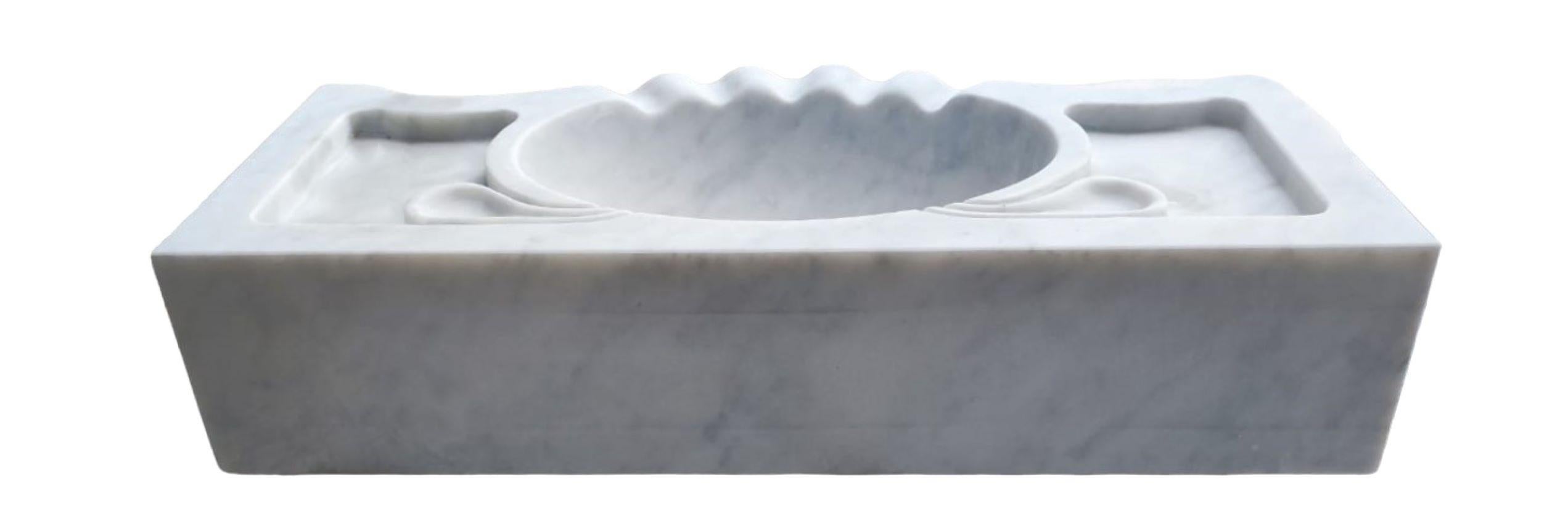 Carved Classical Marble Stone Powder Room Sink Basin For Sale