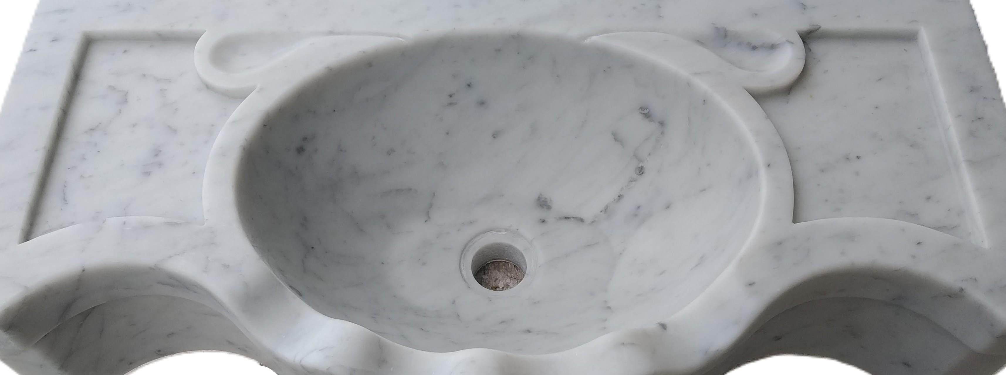 Contemporary Classical Marble Stone Powder Room Sink Basin For Sale