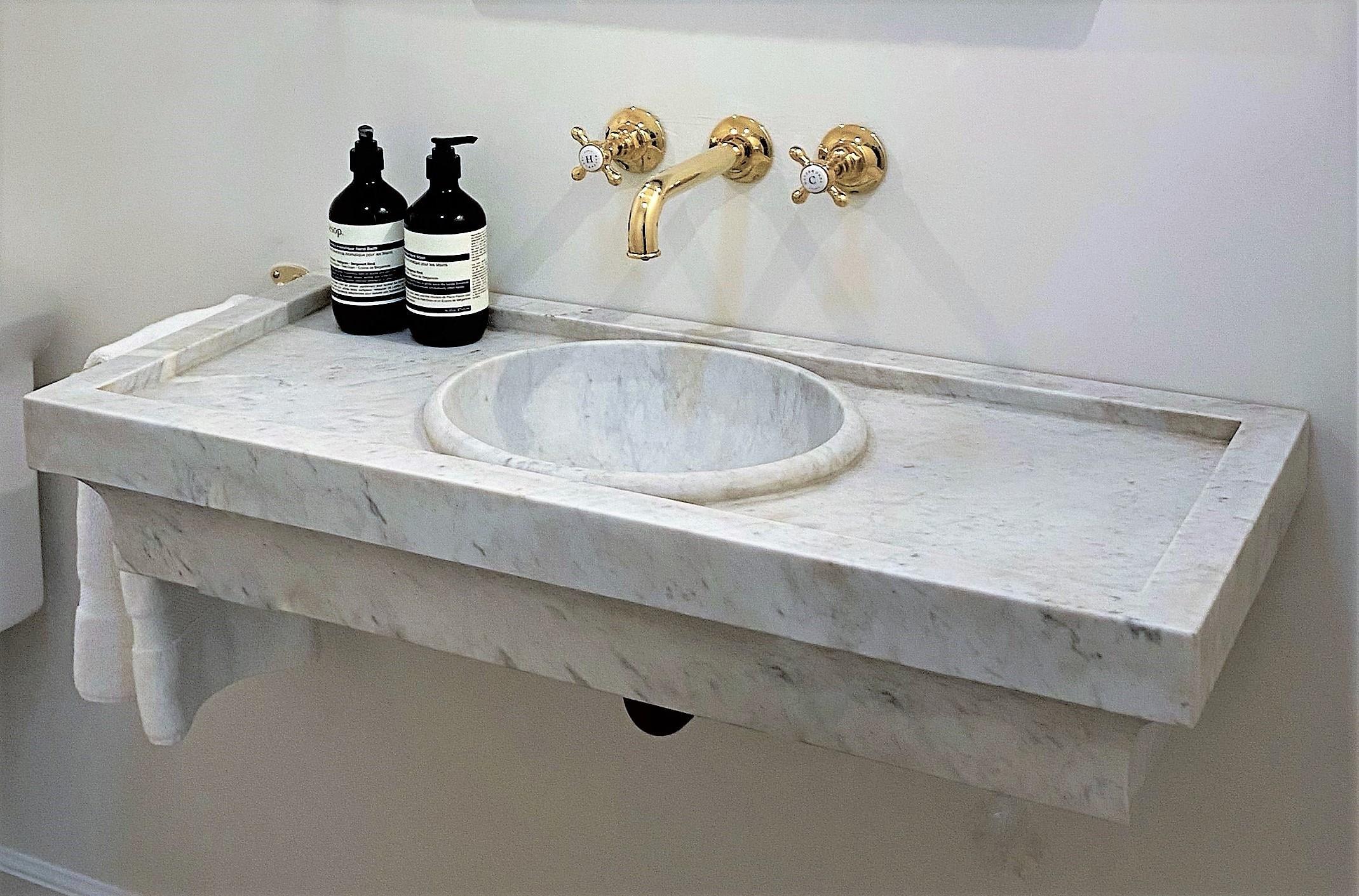 This timeless beautiful Italian classical sink is cut from one single block of white marble, these designs have not changed since Greek and Roman times, it carries superb artistic merit easily fitting in with old and new buildings.
Custom