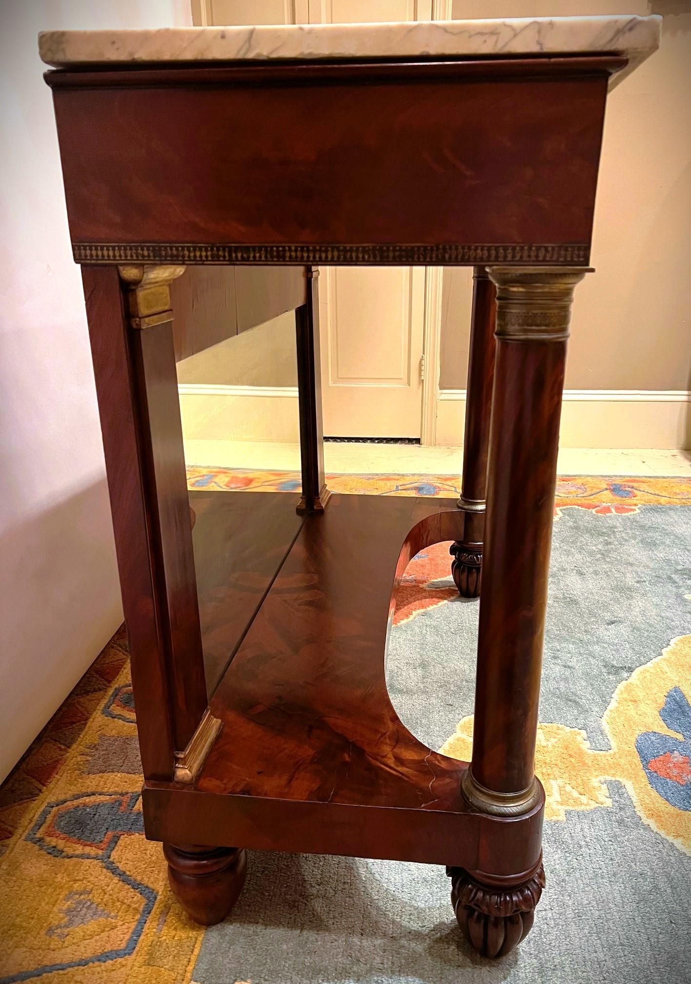 Classical Marble Top Pier Table With Stencil Decoration, New York, Circa:1830 In Good Condition For Sale In Alexandria, VA
