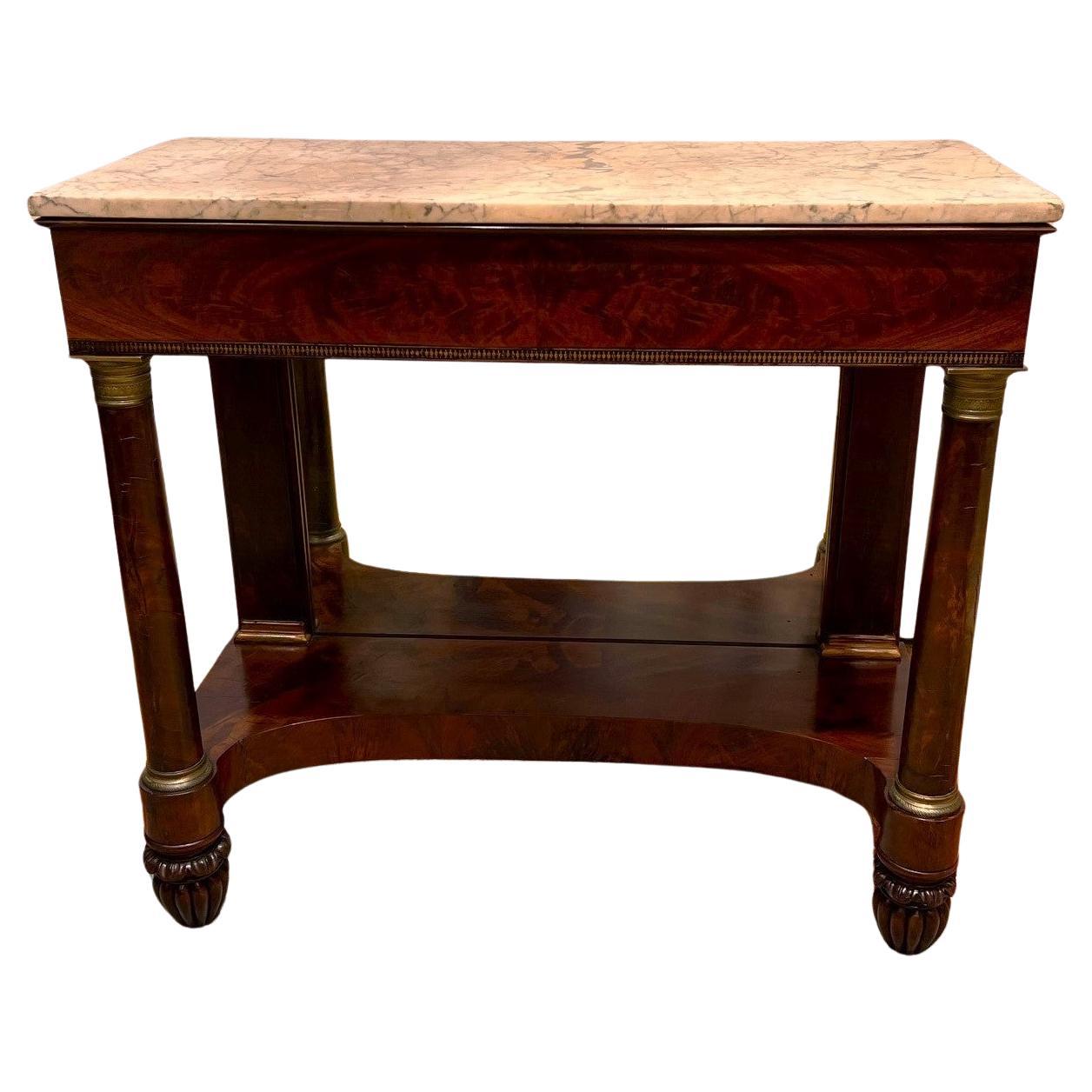 Classical Marble Top Pier Table With Stencil Decoration, New York, Circa:1830