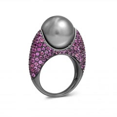 Classical Modern Pearl Garnet 18k Gold Ring for Her