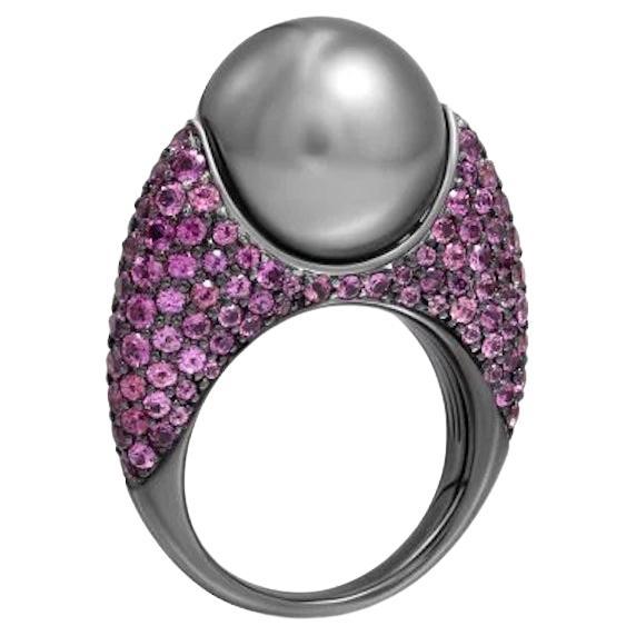 Classical Modern Pearl Garnet 18k Gold Ring for Her For Sale