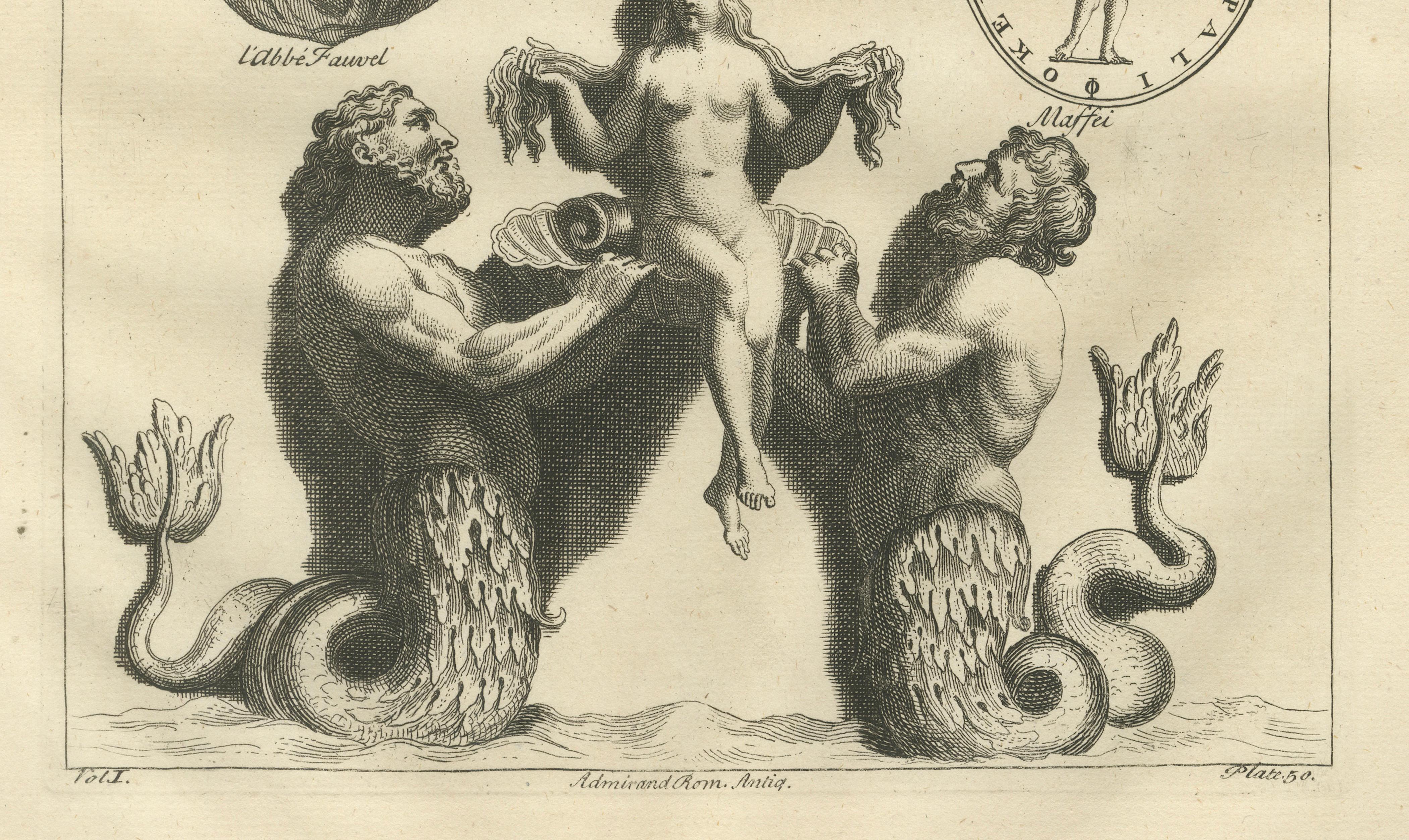 Classical Mythological Figures Engraving, Montfaucon Antiquité Expliquée 1721