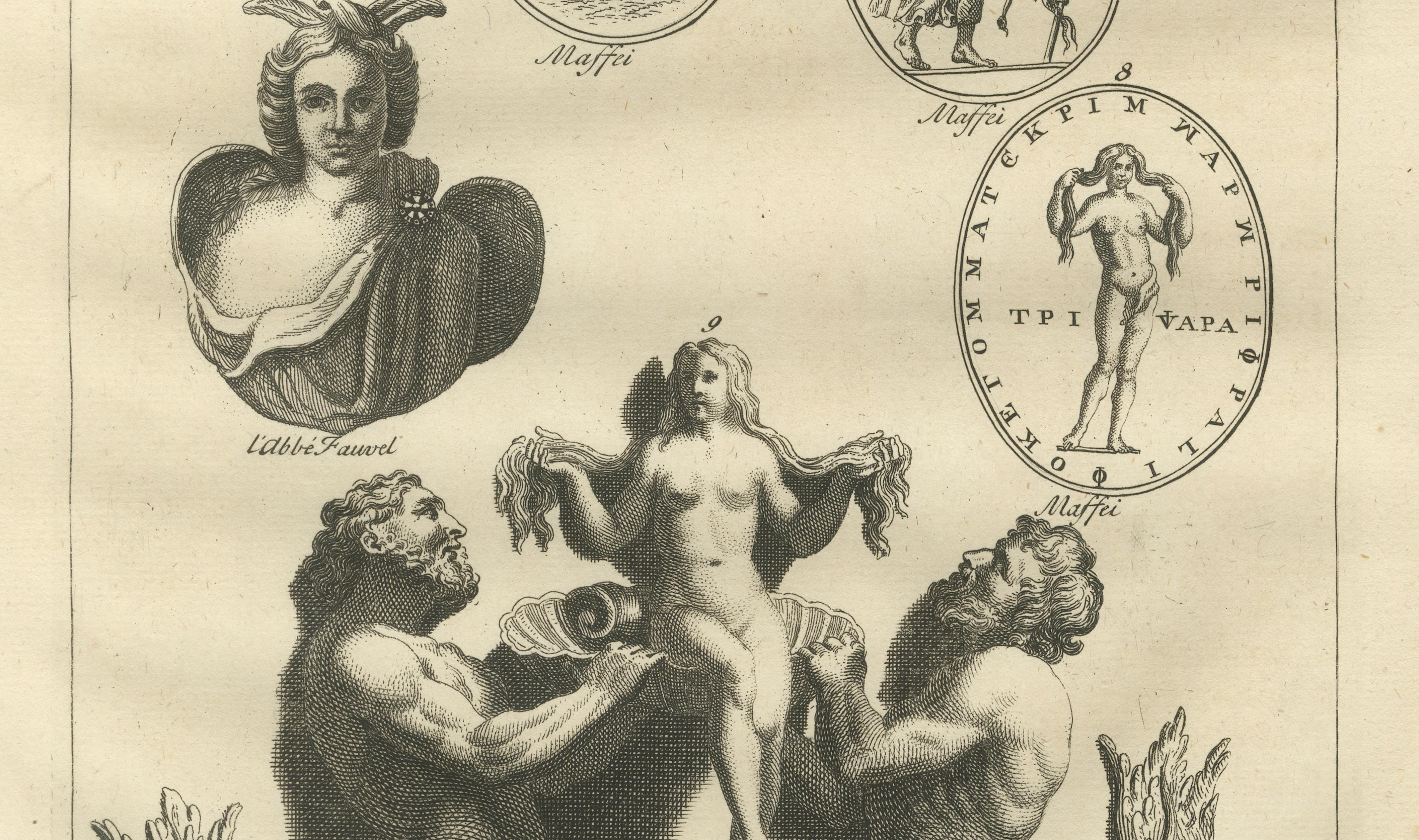 Classical Mythological Figures Engraving, Montfaucon Antiquité Expliquée 1721