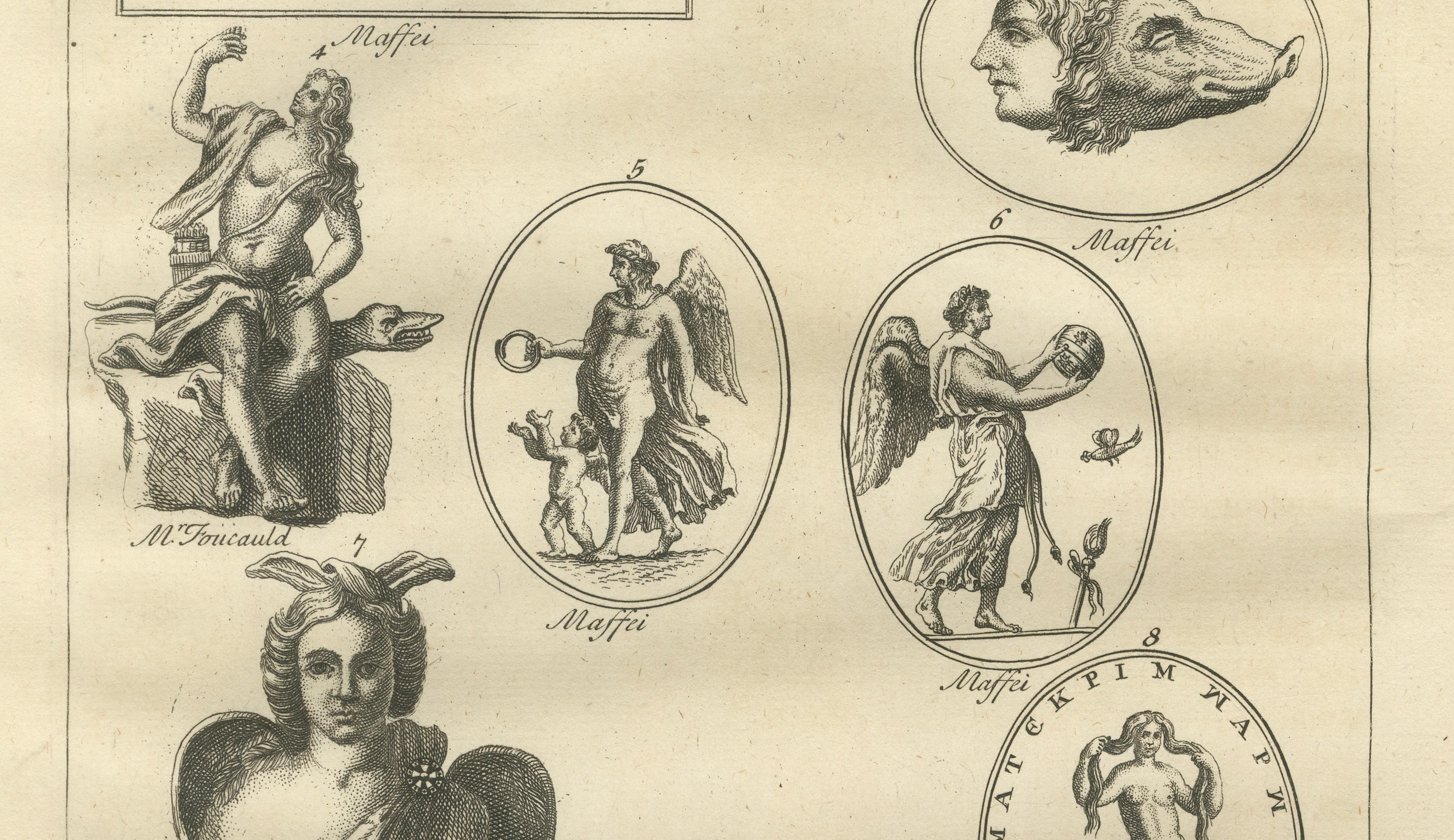 Classical Mythological Figures Engraving, Montfaucon Antiquité Expliquée 1721