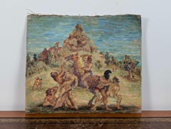 Dipinto a olio impressionista su tela ispirato alla mitologia classica, firmato