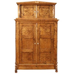 Classical North German Biedermeier Cabinet in Fire Birch, circa 1835