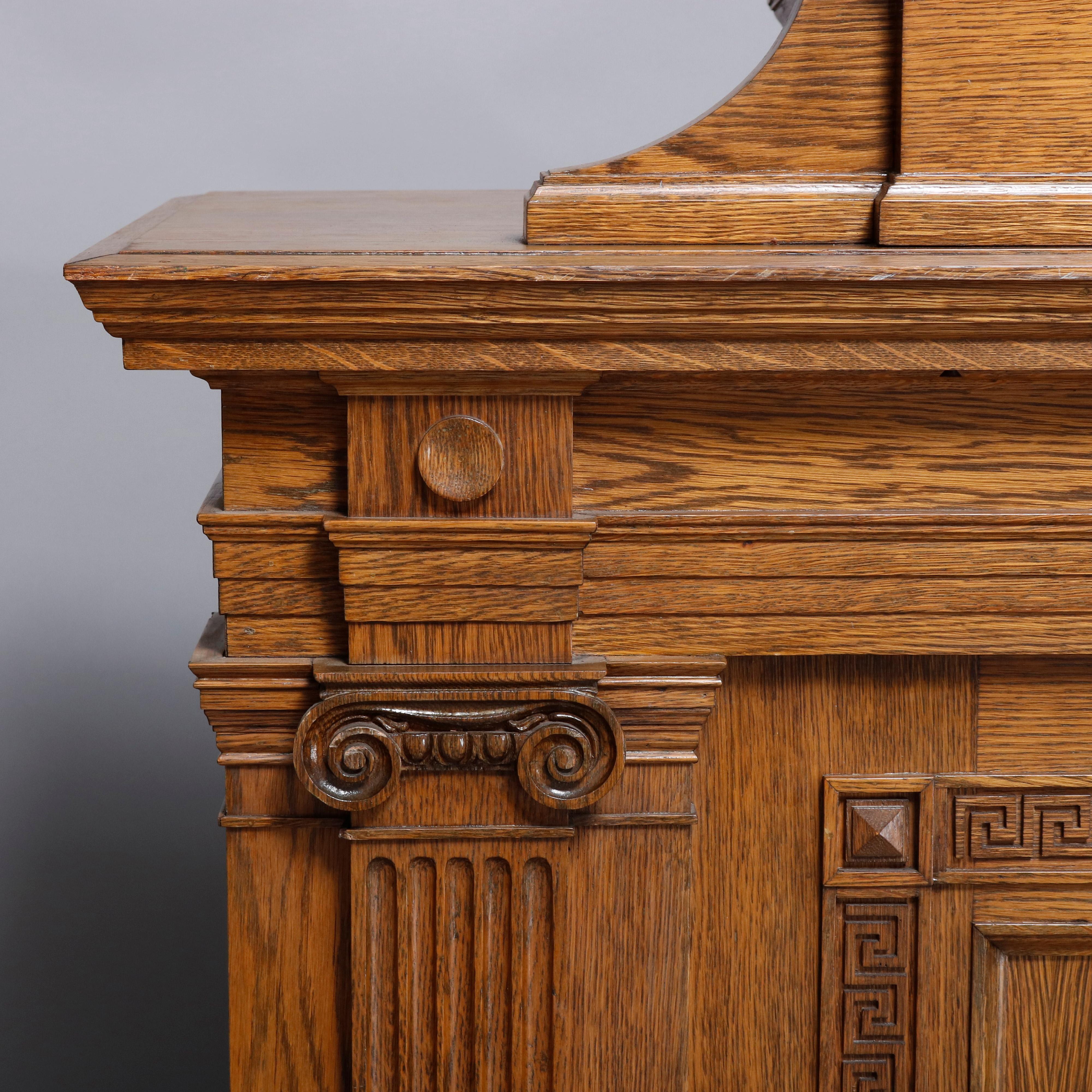Classical Greek Classical Oak Corinthian Column Presentation Podium with Greek Key Bordering