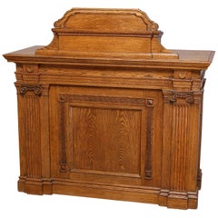 Classical Oak Corinthian Column Presentation Podium with Greek Key Bordering