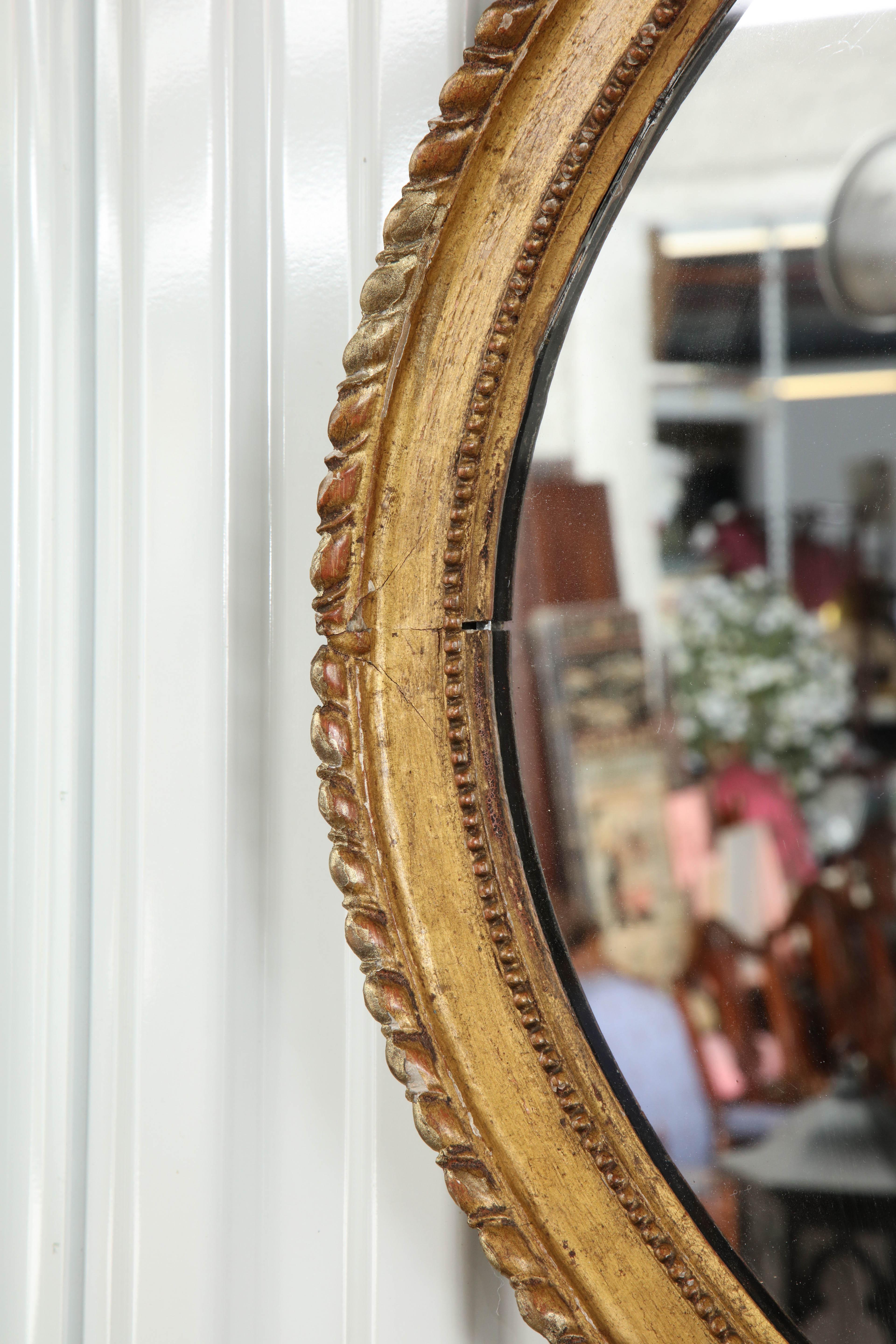 English Classical Oval Gilt Mirror