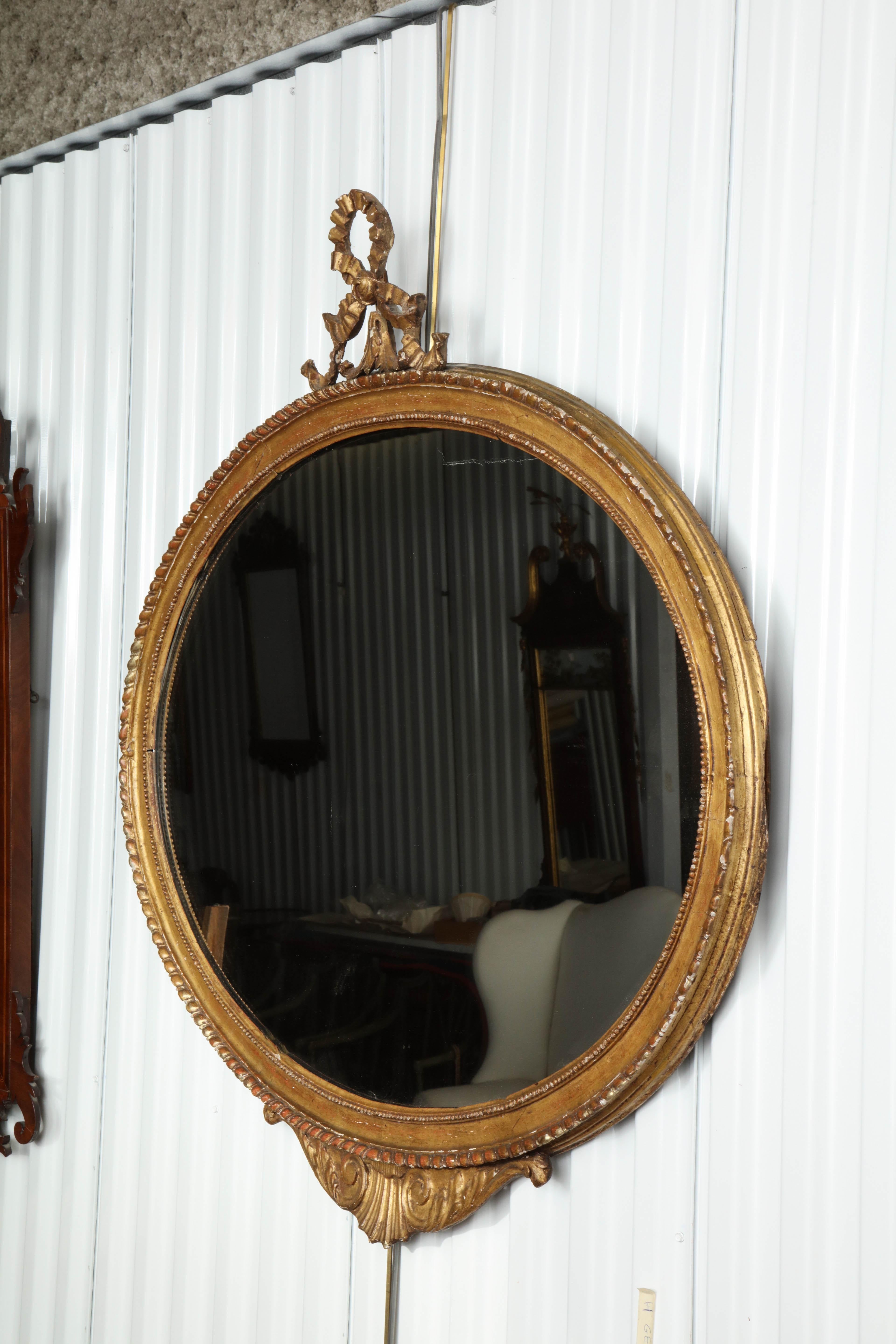 Mid-19th Century Classical Oval Gilt Mirror
