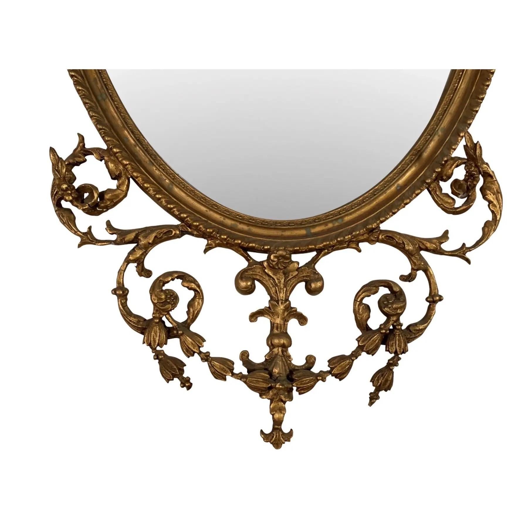 Neoclassical Classical Oval Mirror, Circa 1880 For Sale