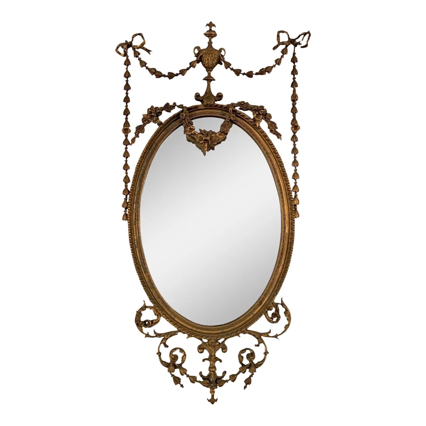 American Classical Oval Mirror, Circa 1880 For Sale