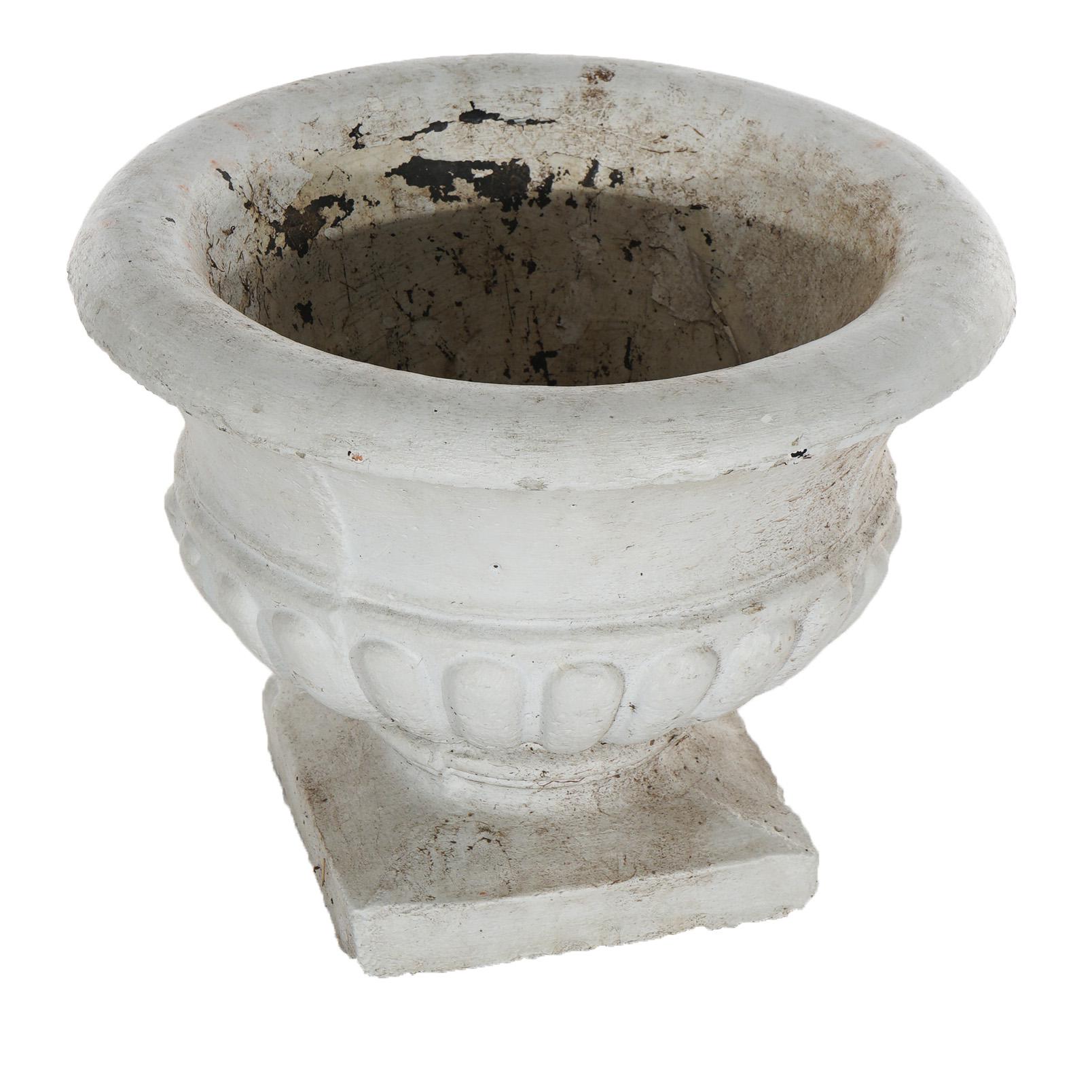 Classical Painted Cast Hardstone Mellon Bowl Garden Urn 20th C In Good Condition For Sale In Big Flats, NY