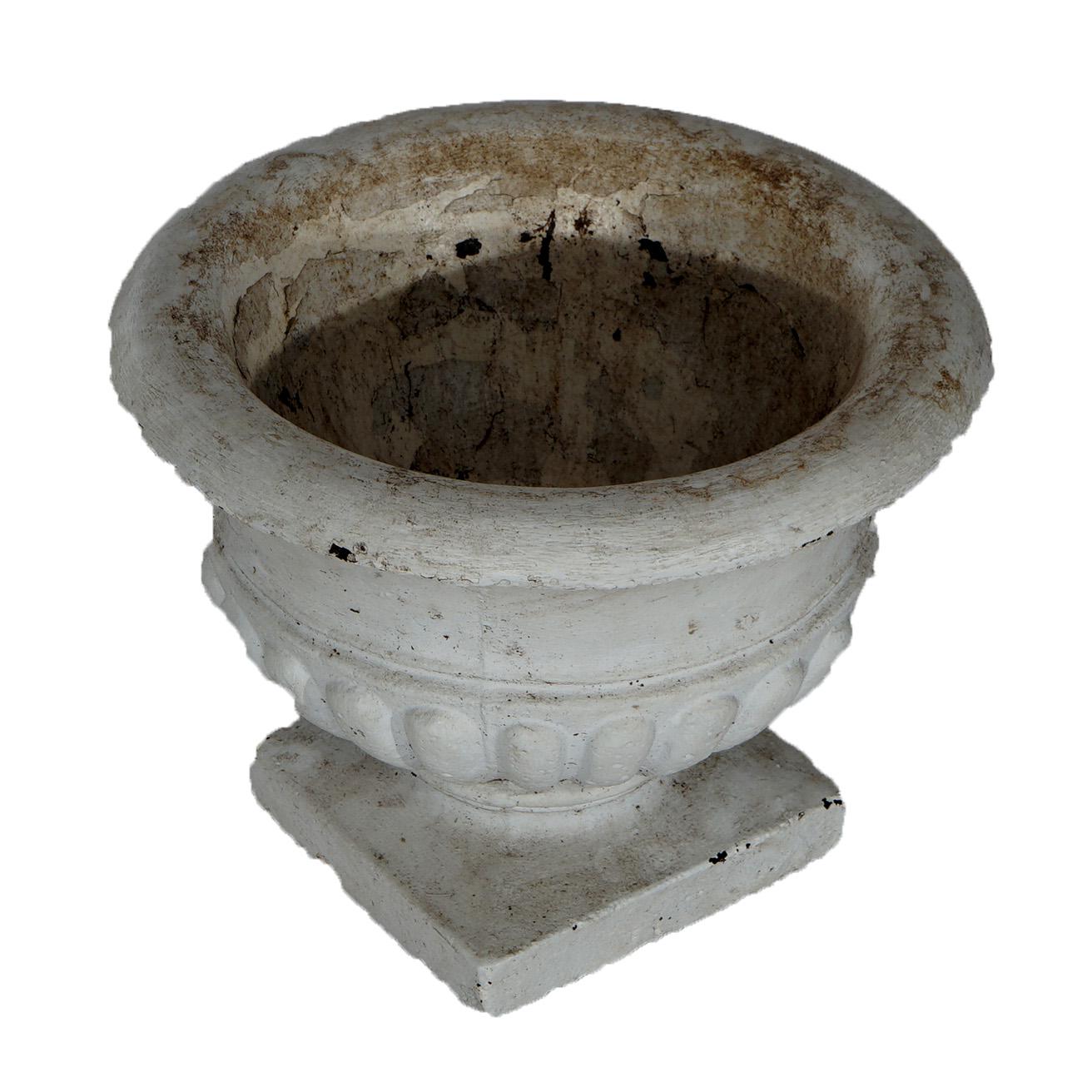 20th Century Classical Painted Cast Hardstone Mellon Bowl Garden Urn 20th C For Sale