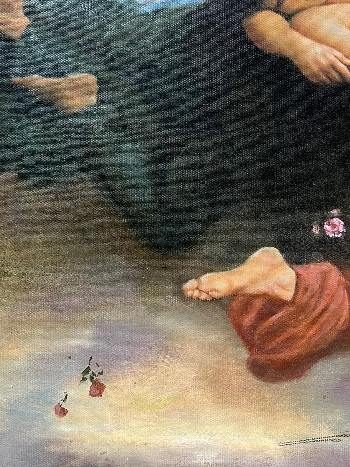 Angeli alati
Artista europeo, fine del XX secolo
(forse una copia di un dipinto precedente)
olio su tela, senza cornice
tela: 24 x 36 pollici
provenienza: collezione privata, Wiltshire, Inghilterra
condizioni: buone e solide condizioni 