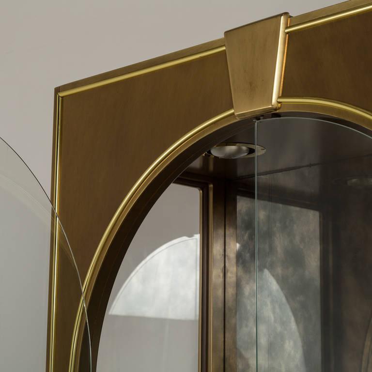 Late 20th Century Classical Palladian Style Brass and Glass Vitrines by Mastercraft