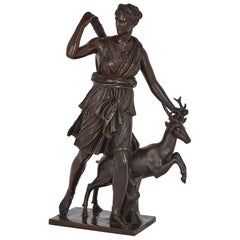 Classical Patinated Bronze Sculpture of Diana by Ferdinand Barbedienne